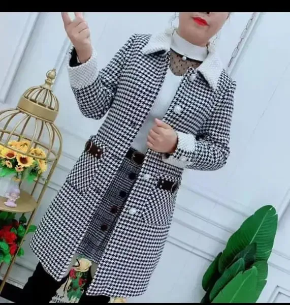 A stylish winter/fall coat and skirt combination set.