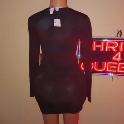 Black Long-Sleeve Bodycon Mini Dress