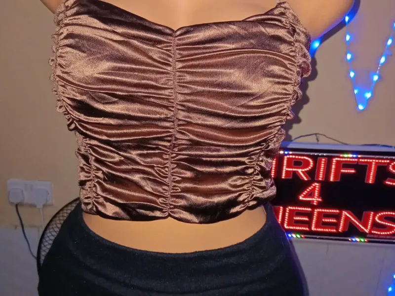 Bronze Metallic Ruched Cami Crop Top