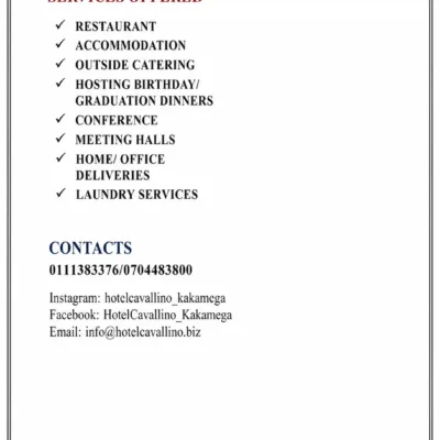 Comprehensive Cavallino Menu