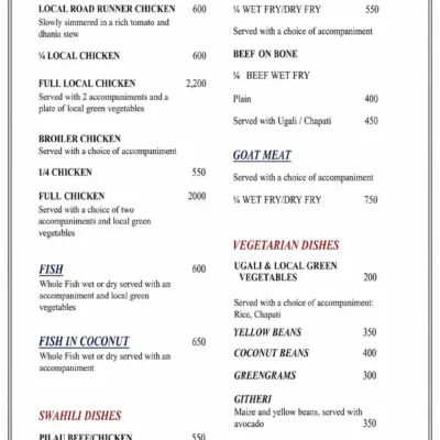 Comprehensive Cavallino Menu