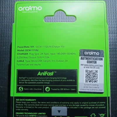 Oraimo PowerMiner 101 Wall Charger Kit Model OCW_U111S _AniFast