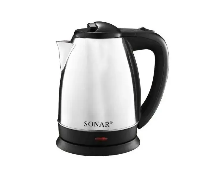 Sonar Stainless Steel 1.8Ltr Electric Kettle,1.5m Power Cord,1500W Fast Boil – Silver & Black