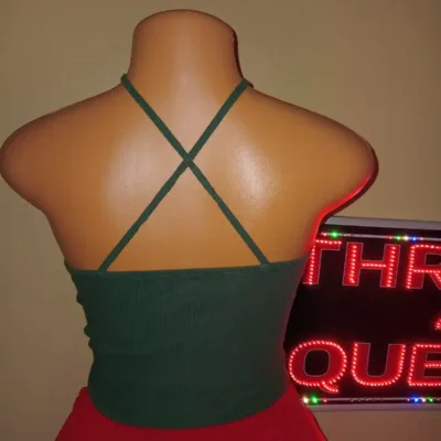 Dark Green Halter Spaghetti Top