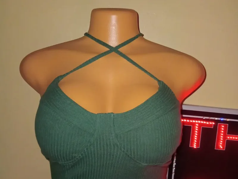 Dark Green Halter Spaghetti Top