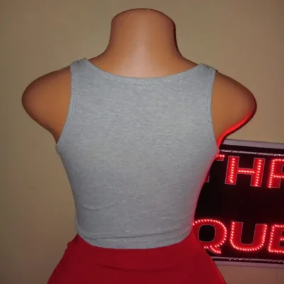 Light Grey Button-Front Crop Top