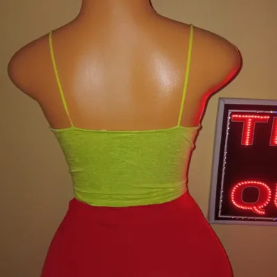 Luminous Green Textured Cami Crop Top