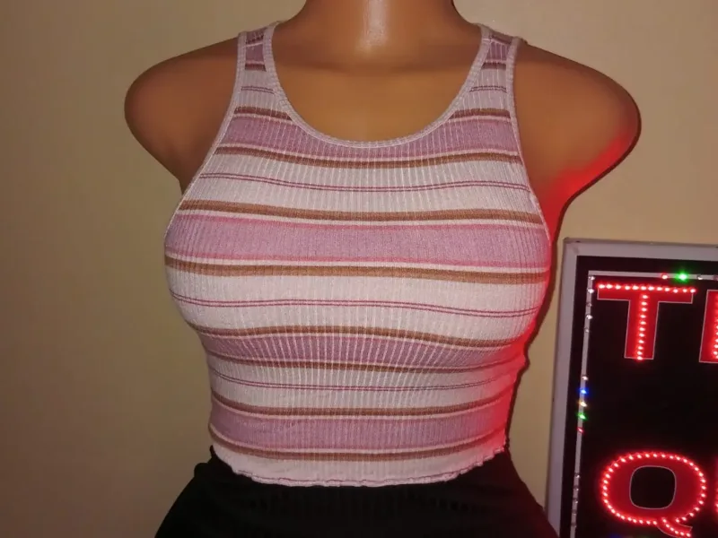 Pastel Striped Ribbed Tank Crop Top