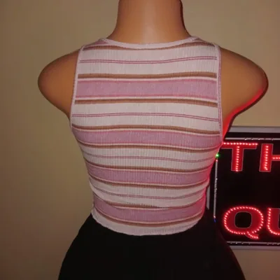 Pastel Striped Ribbed Tank Crop Top