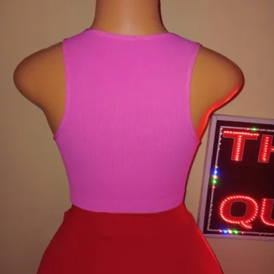 Bright Pink Fitted Vest Crop Top