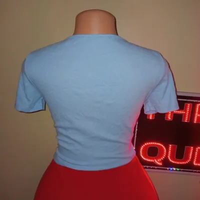 Baby Blue Tie-Front Short-Sleeve Crop Top