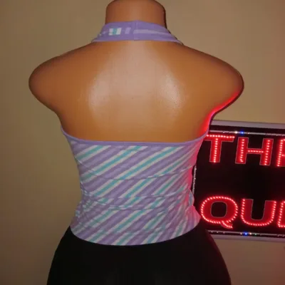 Diagonal Pastel Striped Open-Back Tank Top