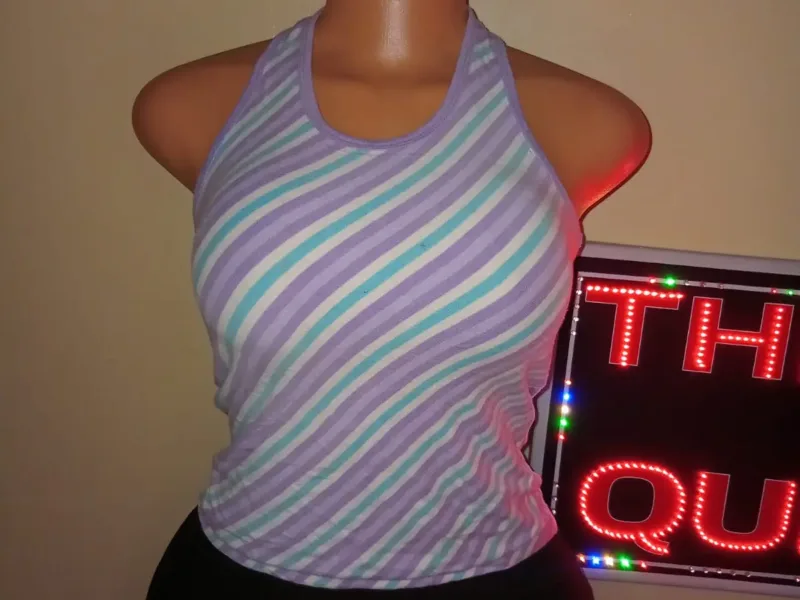 Diagonal Pastel Striped Open-Back Tank Top
