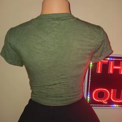 Olive Green Fitted Short-Sleeve Top