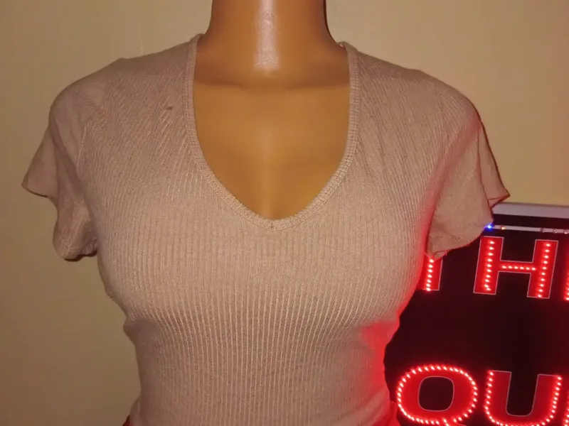 Light Brown Short-Sleeve Knit Top