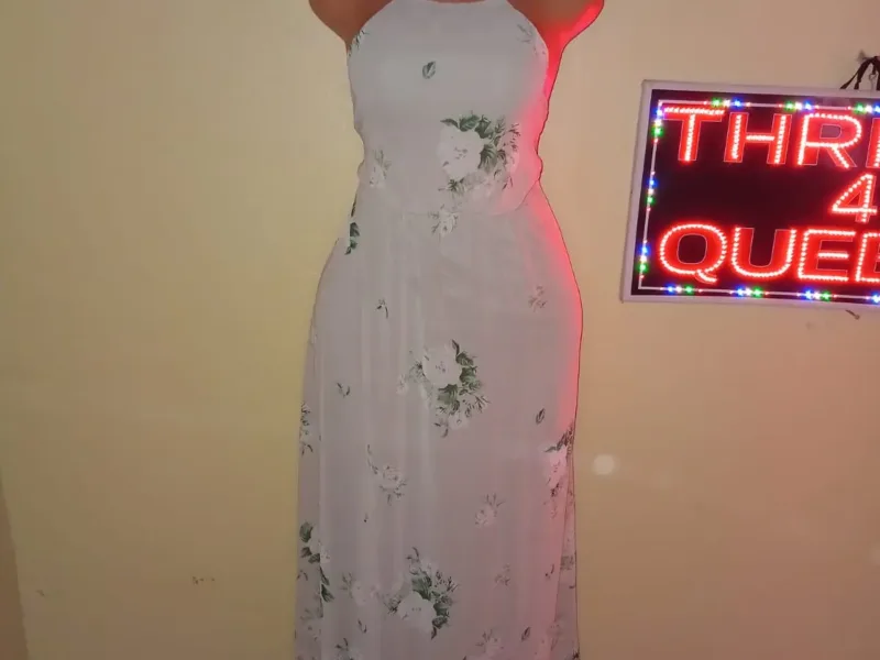 White Floral Halter Neck Maxi Dress