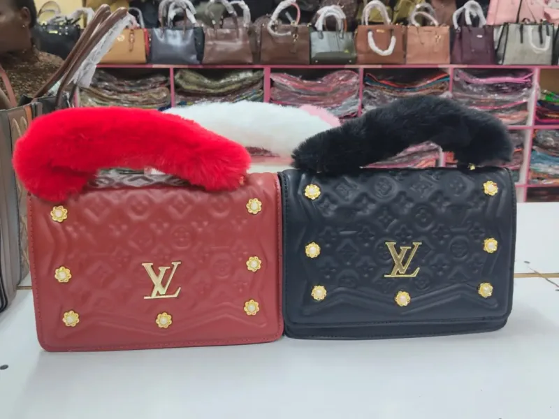 Women’s Furry-Handle Embossed Handbags