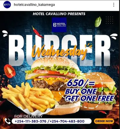 Hotel Cavallino Burger Wednesday: Buy One Get One Free