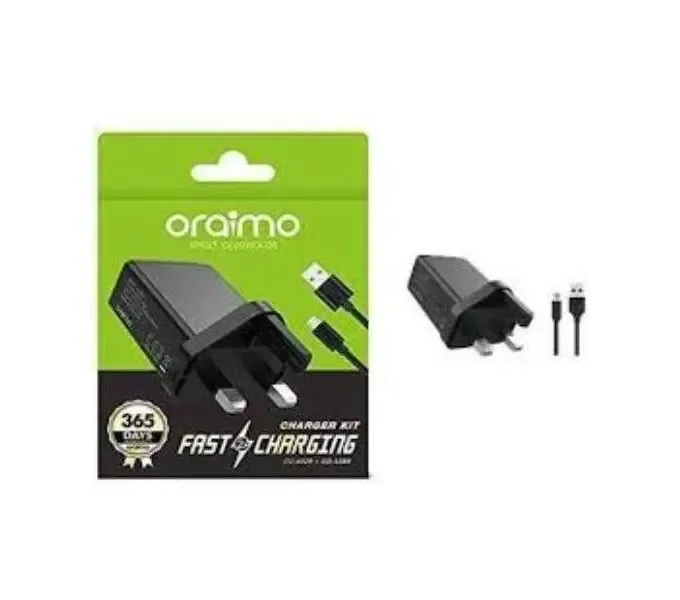 Oraimo 10W Original 2A USB Type C fast Travel charger and cable FOR ALL Micro or Normal pin Phones – Black