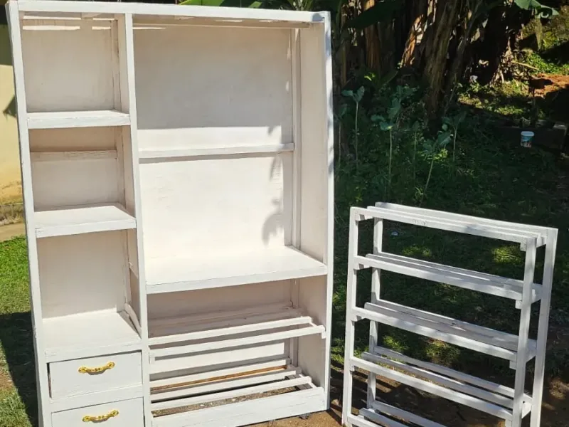 Wooden wardrobe and storage organizer