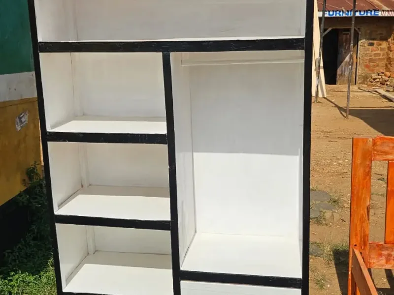 Black and white wooden wardrobe unit