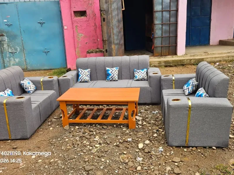 modern light grey upholstered sofa set
